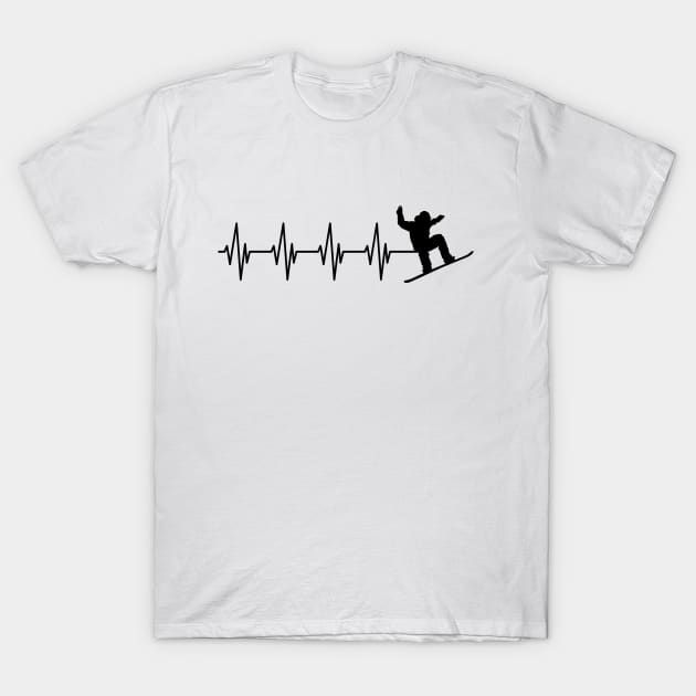 Snowboarding Heartbeat T-Shirt by KC Happy Shop